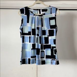 Calvin Klein Square Print Sleeveless Blouse Large